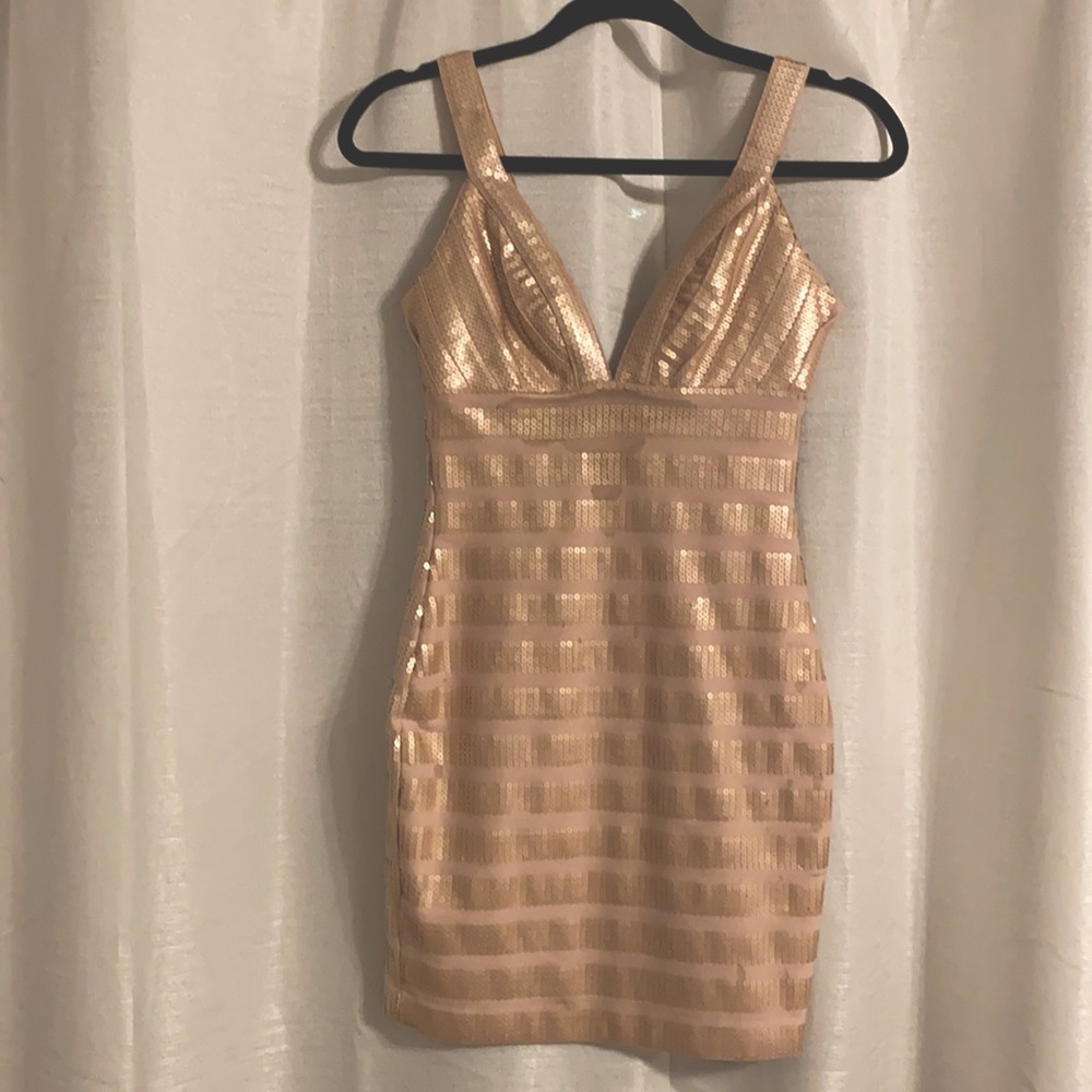 Golden Stripes Sleeveless Mini Dress main image 1